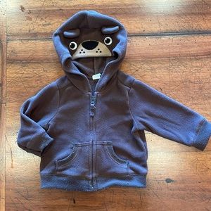 OLD NAVY | brown bear hoodie | 6-12 months
